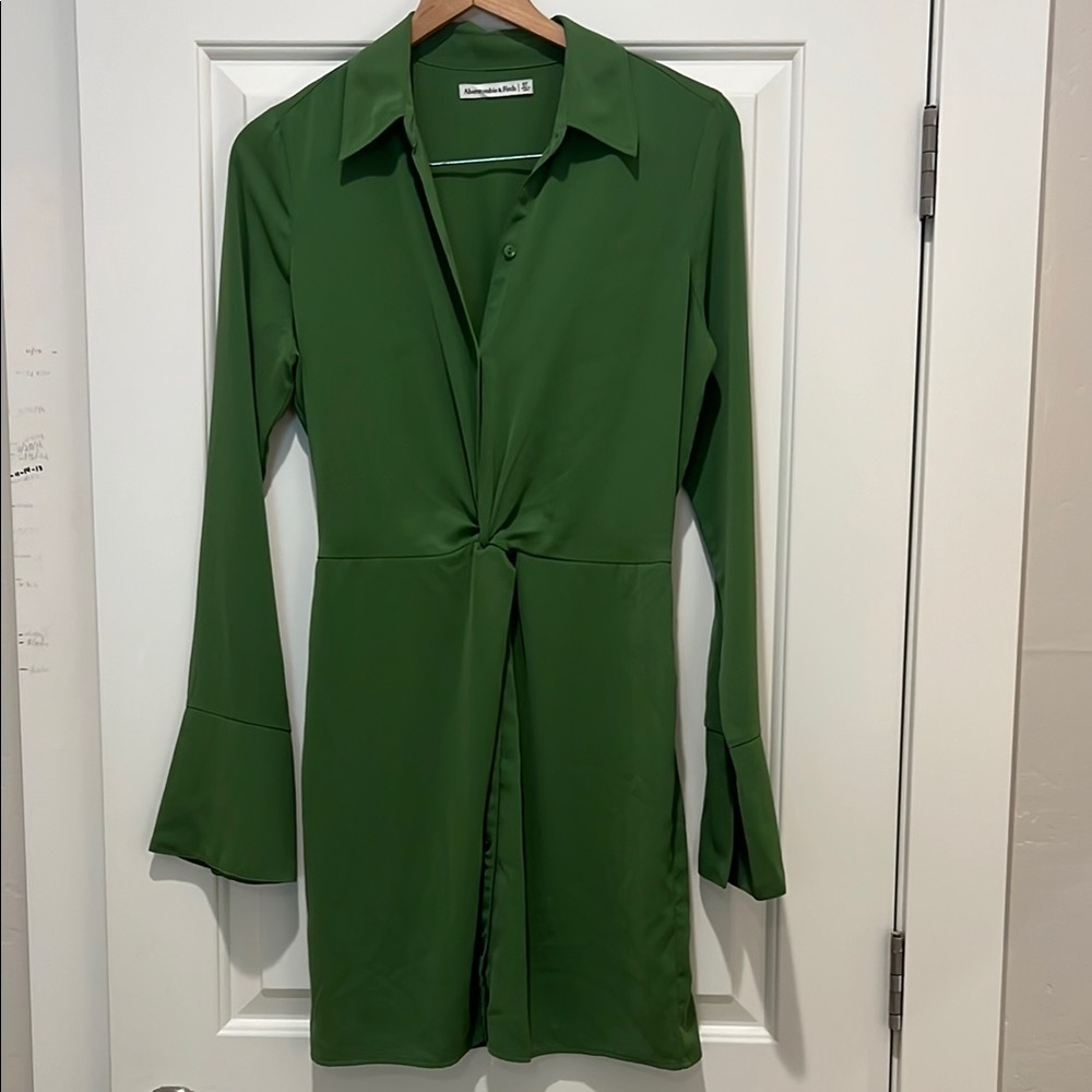 Abercrombie Green Long Sleeve Shirt Dress